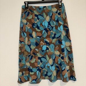 BCBGMaxAzria Blue and Brown Midi Skirt